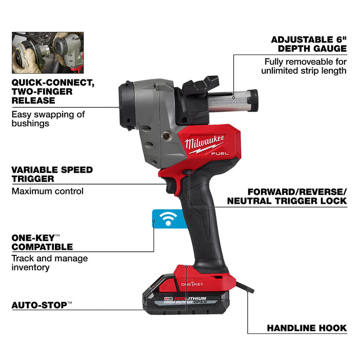 Milwaukee M18 FUEL Covered Conductor Cable Stripper Kit w/ Adjustable Bushings