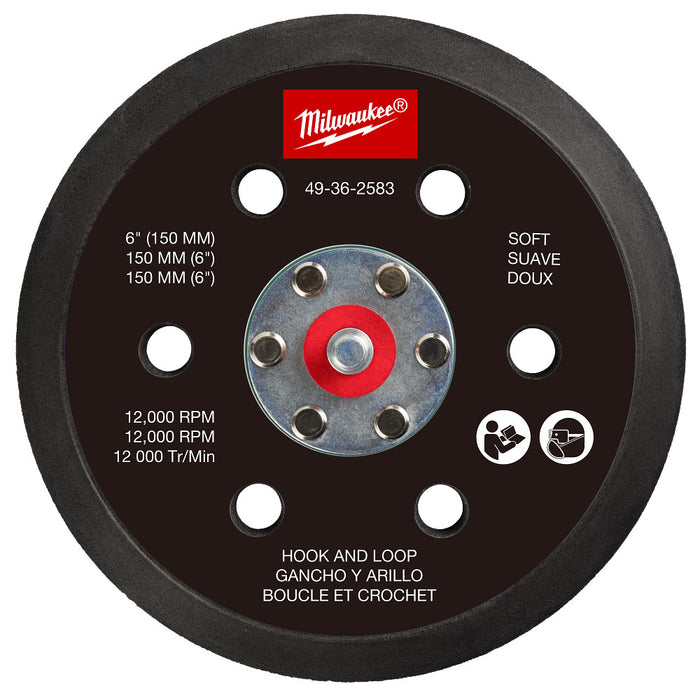 Milwaukee 6" Hook and Loop Sander Backing Pad