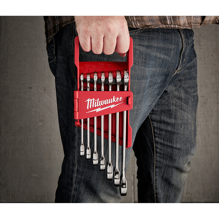 Milwaukee 7PC Ratcheting Combination Wrench Set - SAE