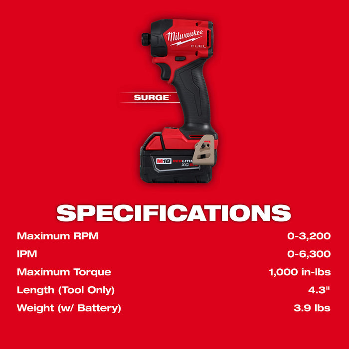 Milwaukee M18 FUEL SURGE 1/4" Hex Hydraulic Impact Driver Kit