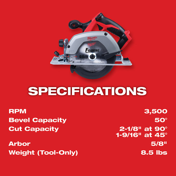 Milwaukee M18 Cordless 6-1/2" Circular Saw  - Tool Only