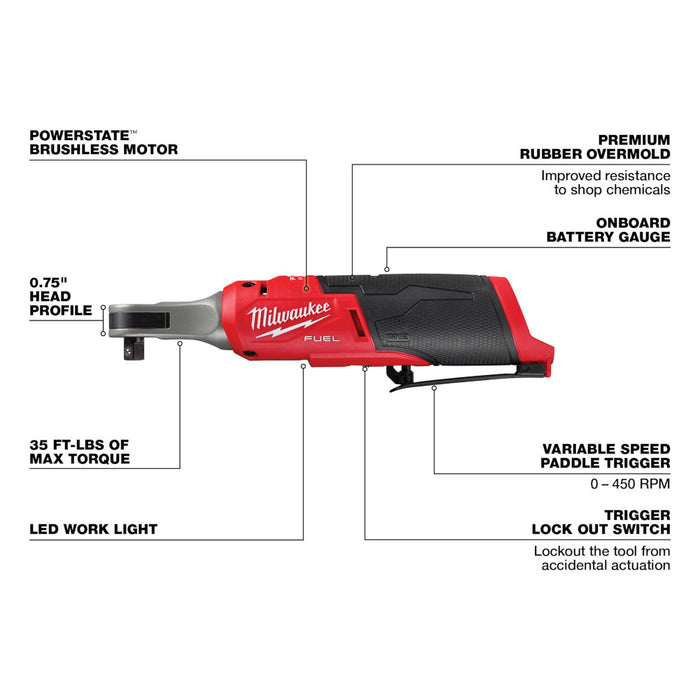 Milwaukee M12 FUEL 3/8" High Speed Ratchet - Tool Only