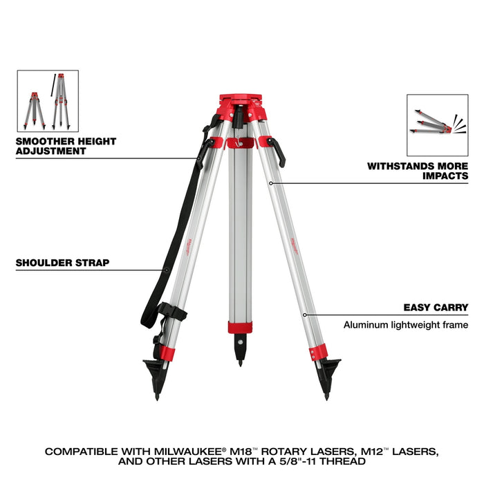 Milwaukee M18 Red Exterior Dual Slope Rotary Laser Level Kit w/ Tripod