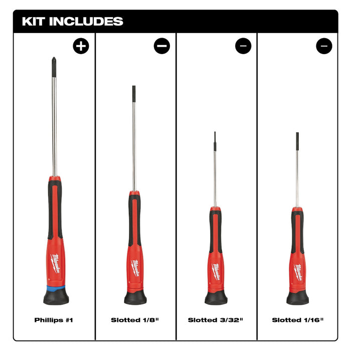 Milwaukee 4-Piece Precision Screwdriver Set