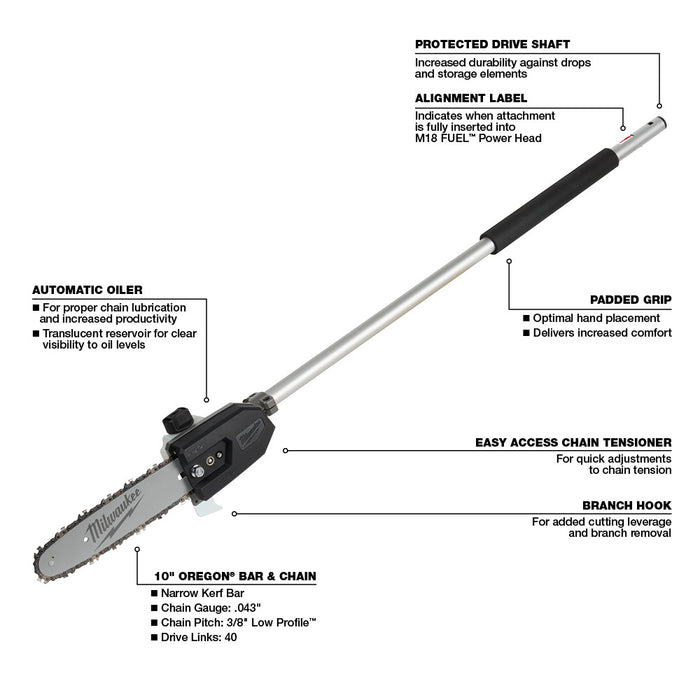 Milwaukee M18 FUEL QUIK-LOK 10" Pole Saw Attachment