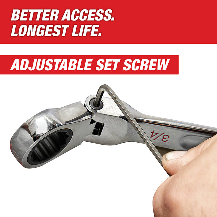 Milwaukee 15 pc. Metric Flex Head Ratcheting Combination Wrench Set