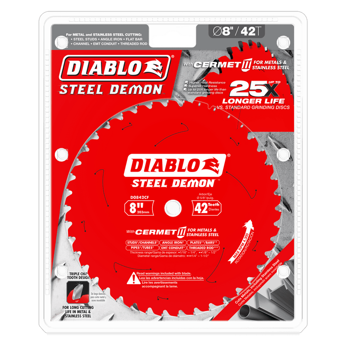 Diablo 8" x 42T Steel Demon™ Cermet II Saw Blade For Thick Metal