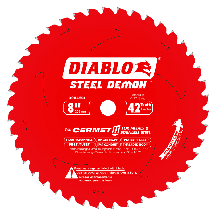 Diablo 8" x 42T Steel Demon™ Cermet II Saw Blade For Thick Metal