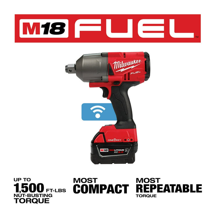 Milwaukee M18 FUEL Cordless 3/4" High Torque Impact Wrench Friction Ring Kit with 5.0 AH Resistant Batteries