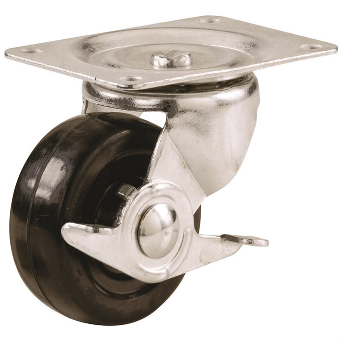 Rubber Swivel Caster Wheel w/ Brake