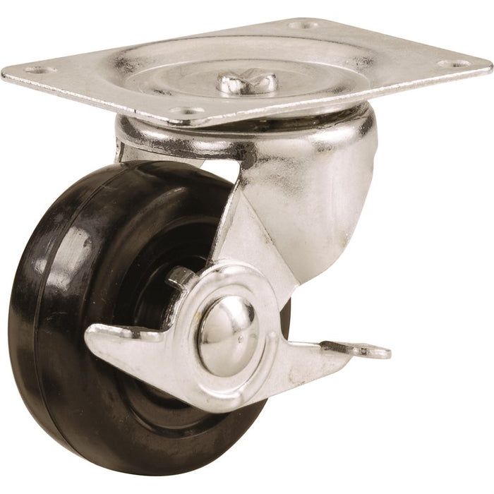 Rubber Swivel Caster Wheel w/ Brake