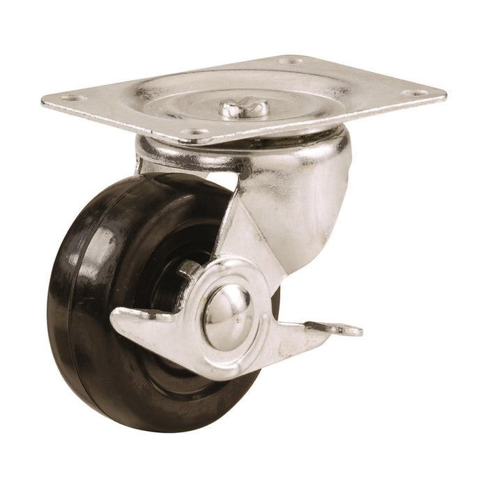 Rubber Swivel Caster Wheel w/ Brake