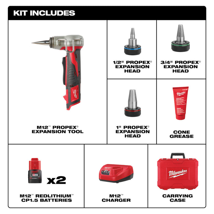 Milwaukee M12 Cordless ProPEX Expansion Tool Kit