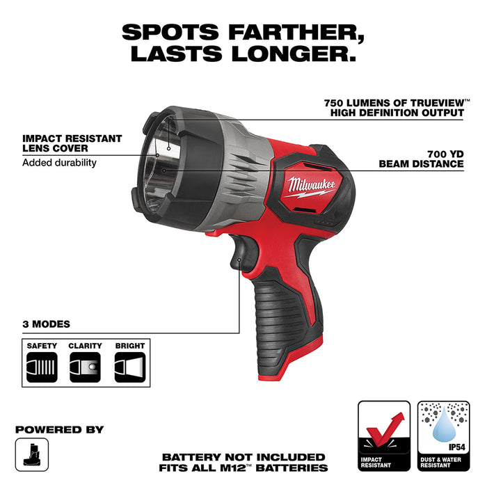 Milwaukee M12 TRUEVIEW LED Spot Light - Tool only
