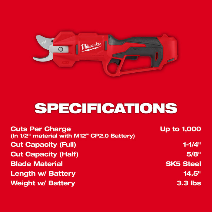 Milwaukee M12 Brushless Pruning Shears Kit