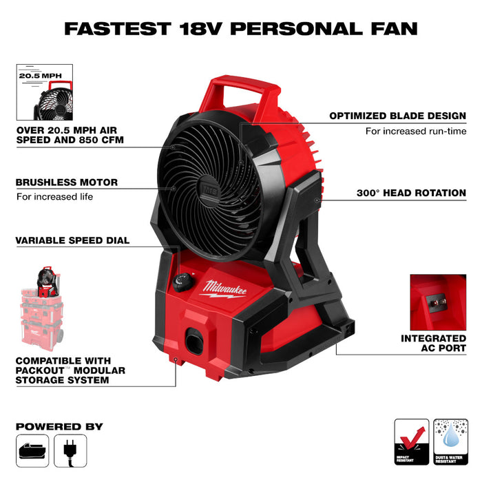 Milwaukee M18™ Brushless PACKOUT™ Fan - Tool Only