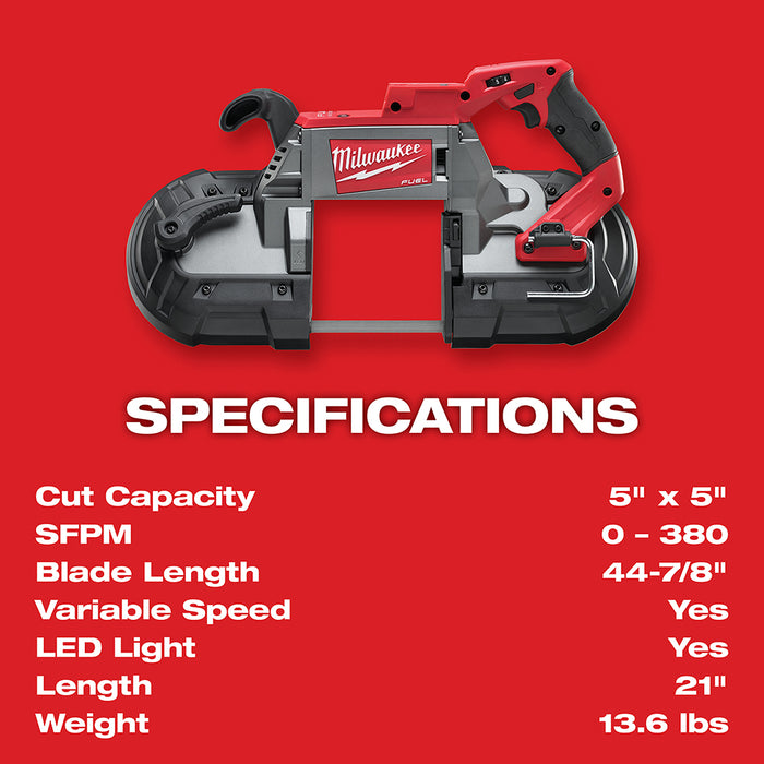 Milwaukee M18 FUEL Cordless Deep Cut Band Saw - Two Battery Kit