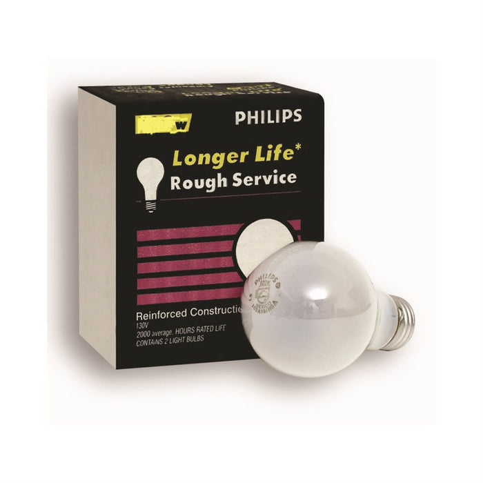 Philips 2PK Bulb A19 Incandescent Rough Service