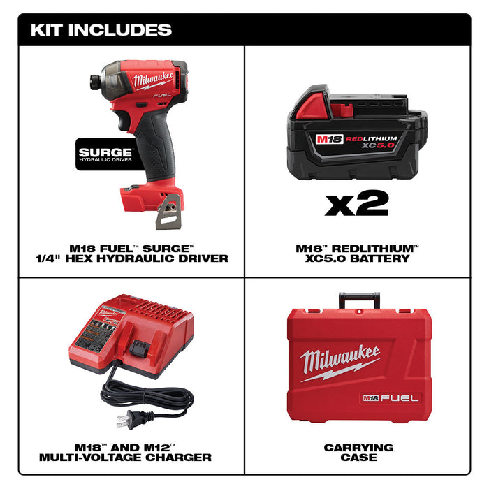 Milwaukee M18 FUEL Cordless SURGE 1/4" Hex Hydraulic Driver Kit