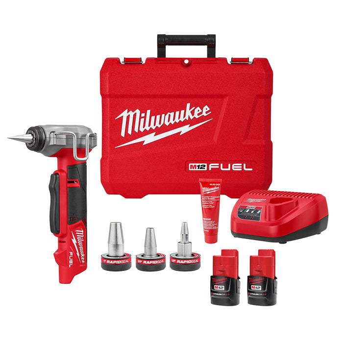 Milwaukee M12 FUEL Cordless ProPEX Expander Kit w/ 1/2"-1" RAPID SEAL  ProPEX Expander Heads