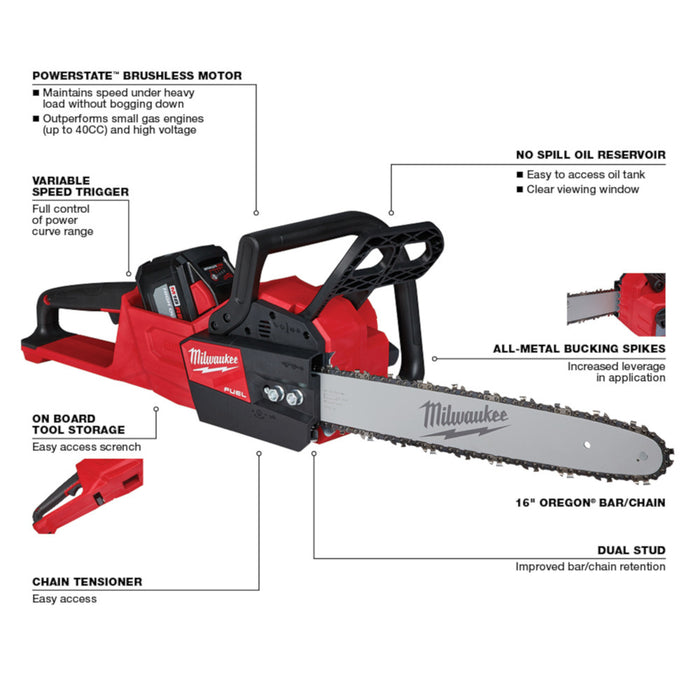 Milwaukee M18 FUEL Cordless 16" Chainsaw Kit