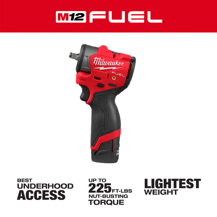 Milwaukee M12 FUEL 3/8" Subcompact Impact Wrench w/ Friction Ring Kit