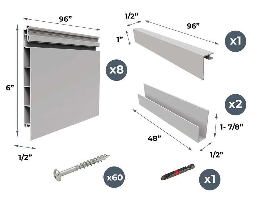 Crownwall 6" Slatwall Panel Kit (32 sq. ft) - 8ft x 4ft