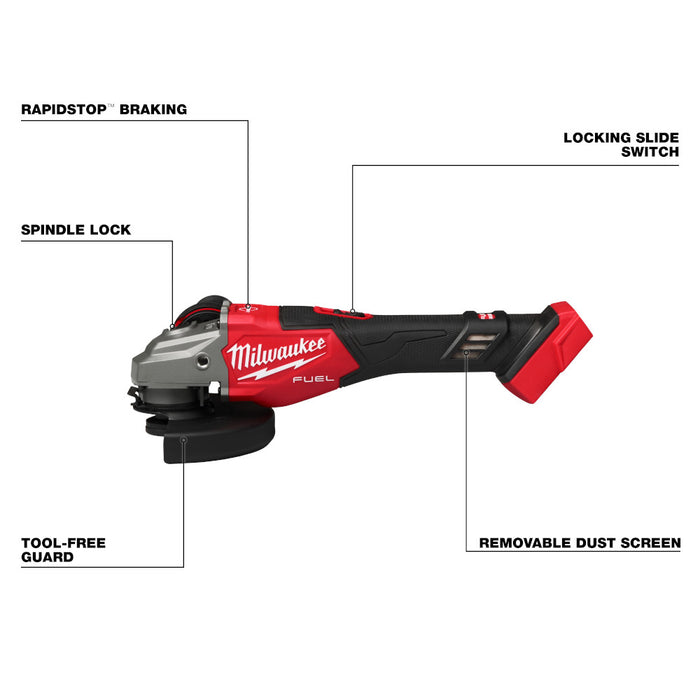 Milwaukee M18 FUEL™ 4-1/2"-6" Braking Grinder w/ Slide Switch - Tool Only