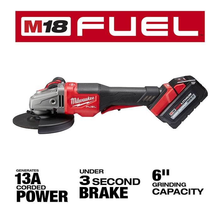 Milwaukee M18 FUEL Cordless 4-1/2"-6" No Lock Braking Grinder Kit w/ Paddle Switch