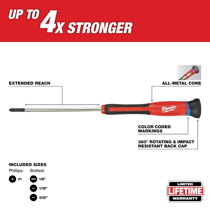 Milwaukee 4-Piece Precision Screwdriver Set