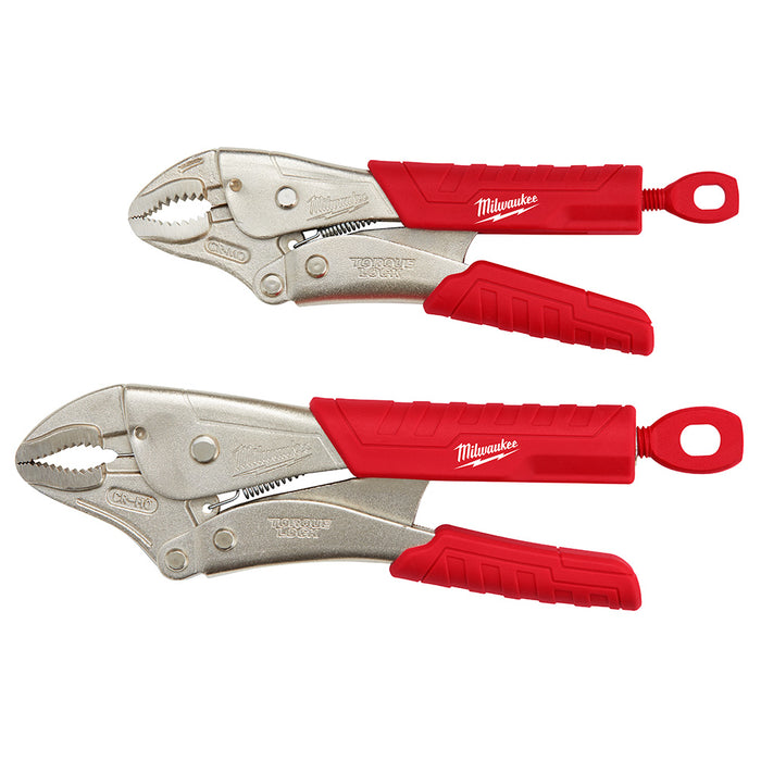 Milwaukee 7" & 10" TORQUE LOCK Curved Jaw Locking Pliers Set With Grip - 2 Piece