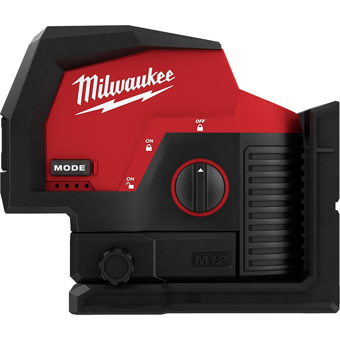 Milwaukee M12 Cordless Green Cross Line and Plumb Points Laser  - Tool Only