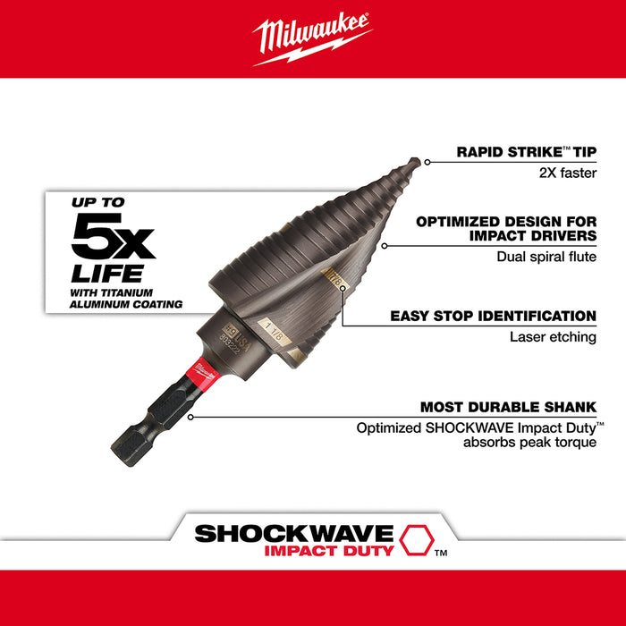 Milwaukee SHOCKWAVE Impact Duty Step Bit Electrician Set (#1, #4, #9)