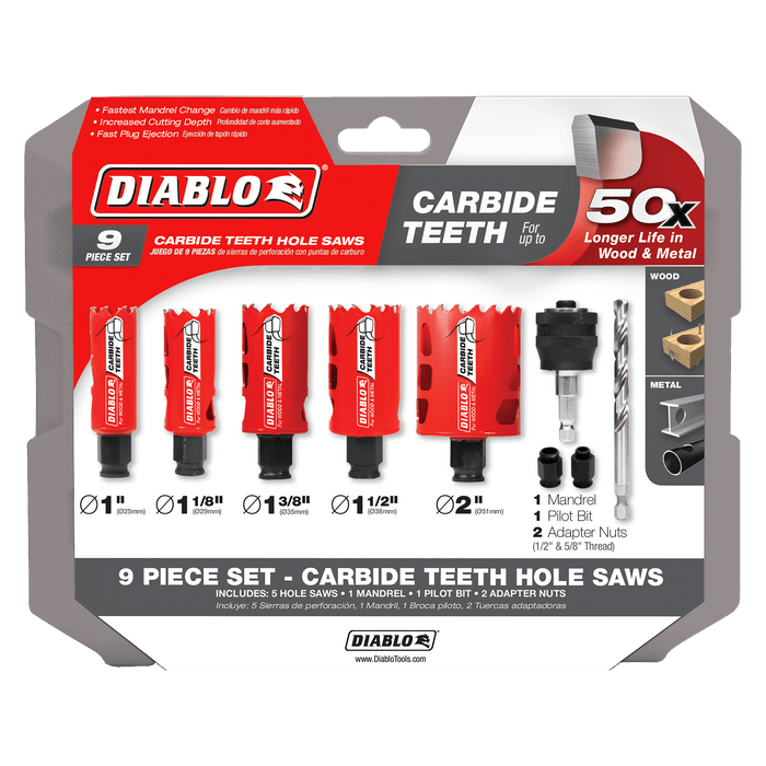 Diablo 9 pc. General Purpose Carbide Teeth Hole Saw Set