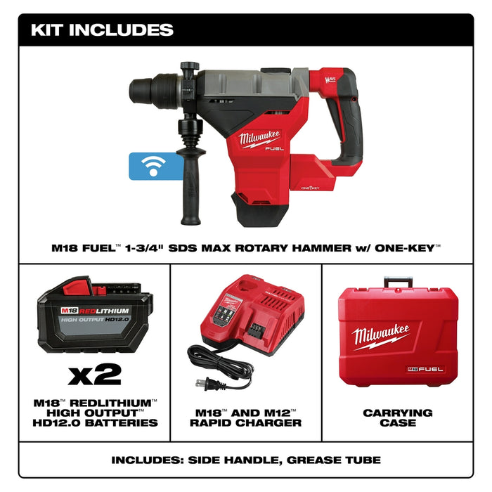 Milwaukee M18 FUEL Cordless 1-3/4" SDS MAX Rotary Hammer With One Key Kit