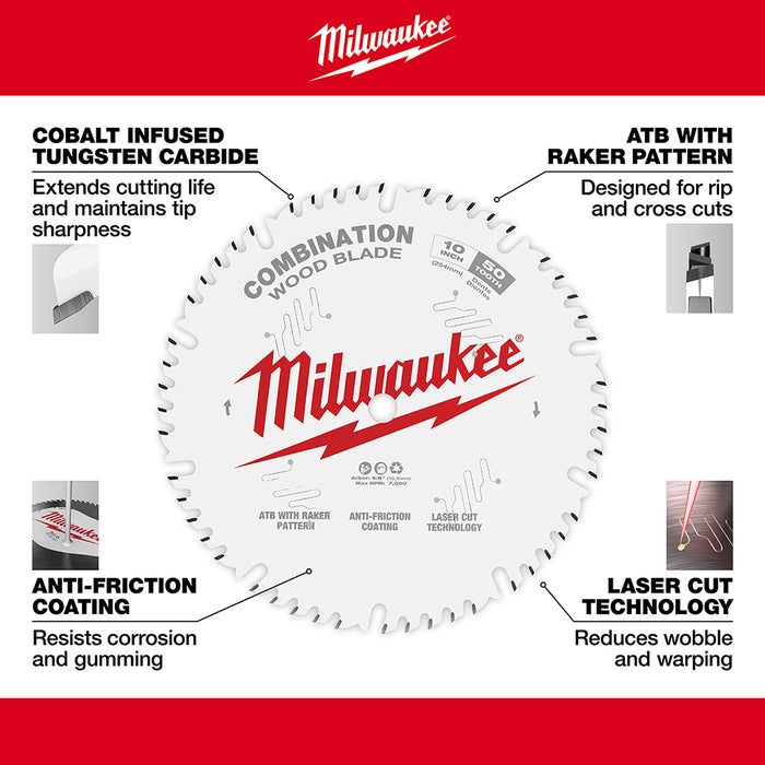 Milwaukee 10" x 50T Combination Circular Saw Blade