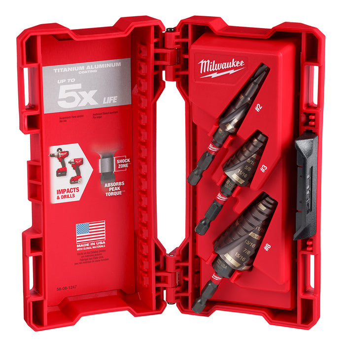 Milwaukee SHOCKWAVE Impact Duty Step Bit Mechanical Set (#2, #3, #8)