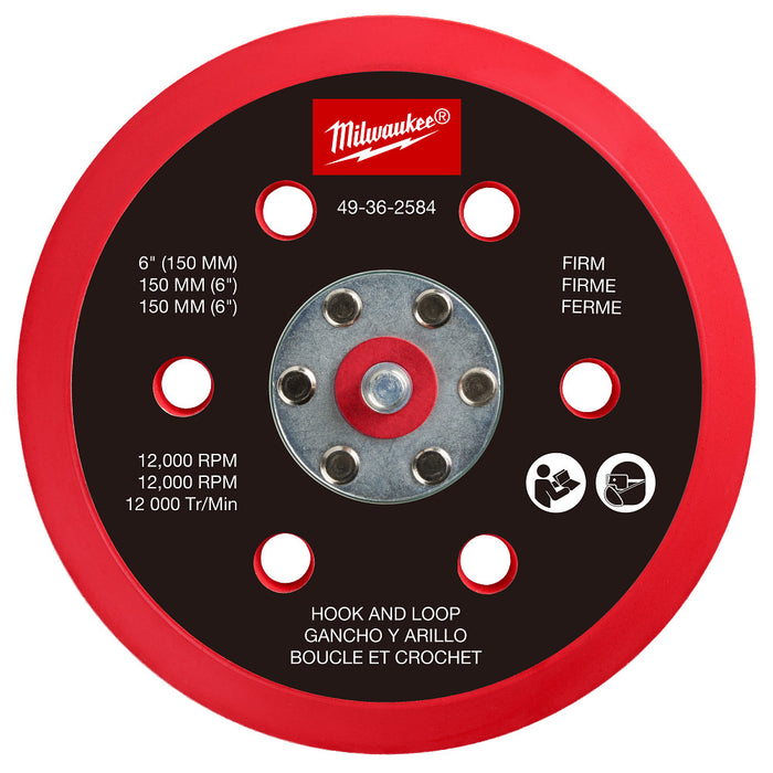 Milwaukee 6" Hook and Loop Sander Backing Pad