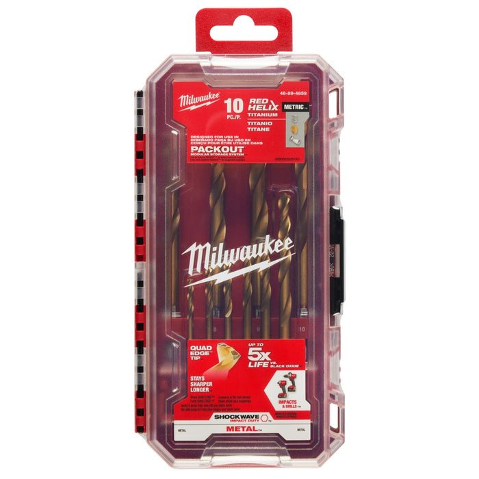 Milwaukee SHOCKWAVE RED HELIX Titanium Drill Bit Set (Metric) - 10 pc.