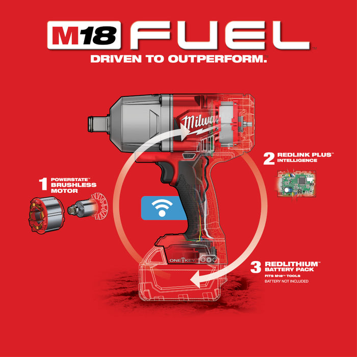 Milwaukee M18 FUEL Cordless w/ ONE-KEY High Torque Impact Wrench 3/4" Friction Ring - Tool Only