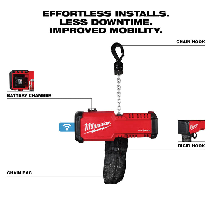 Milwaukee M18™ Compact 1-Ton Chain Hoist w/ ONE-KEY™