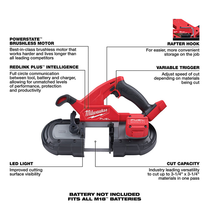 Milwaukee M18 FUEL Cordless Compact Band Saw  - Tool Only