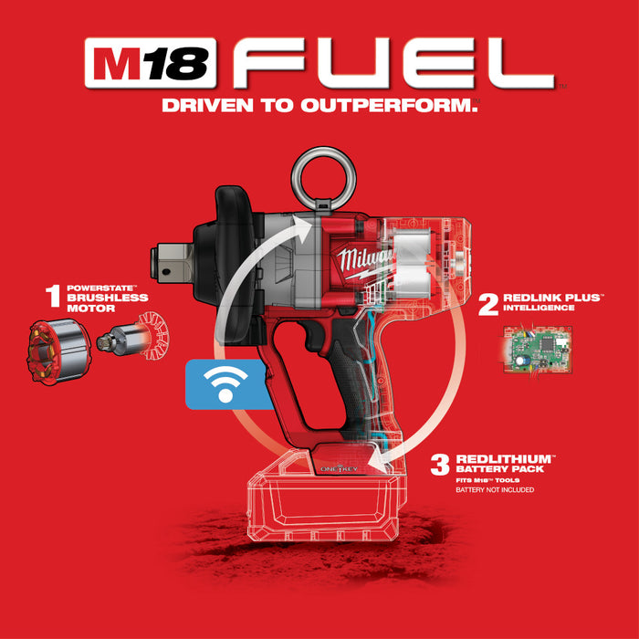 Milwaukee M18 FUEL Cordless 1" High Torque Impact Wrench with ONE-KEY - Tool Only