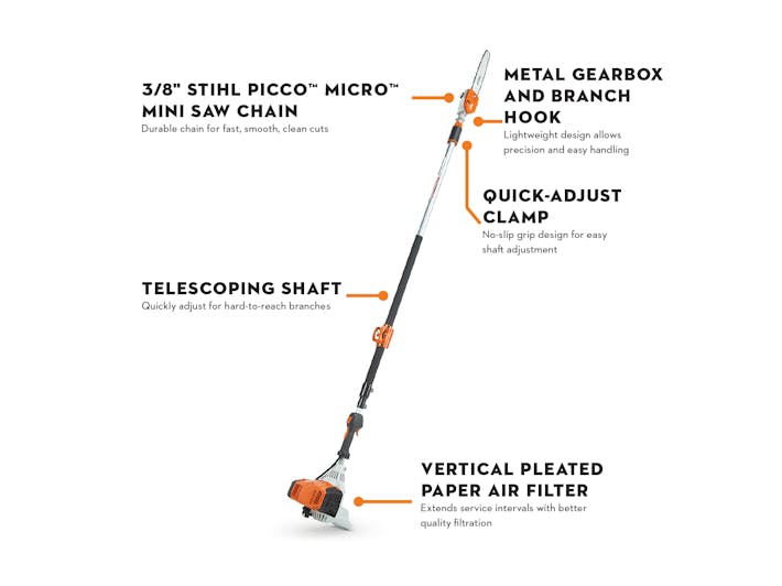 STIHL HT 135 Gas Professional Telescopic Pole Pruner (36.3cc) - 2.7m - 3.9m