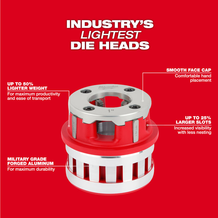 Milwaukee 1/2"-2" HIGH SPEED NPT Portable Pipe Threading Forged Aluminum Die Head Kit