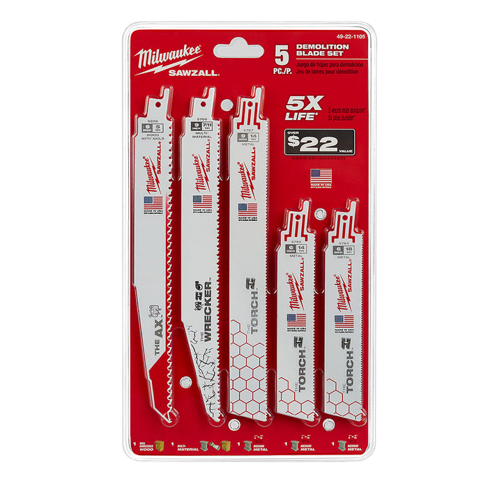 Milwaukee 5-Piece Demolition SAWZALL Blade Set