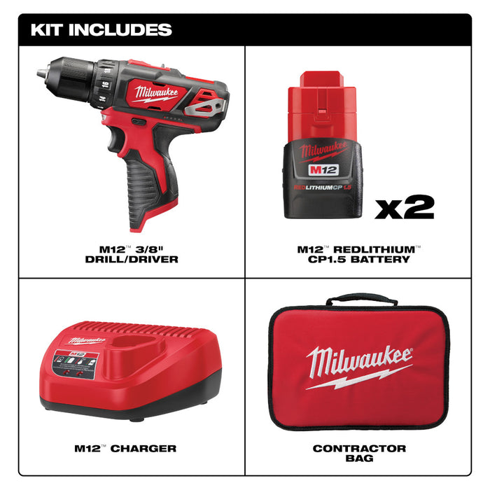Milwaukee M12 3/8" Drill/Driver Kit