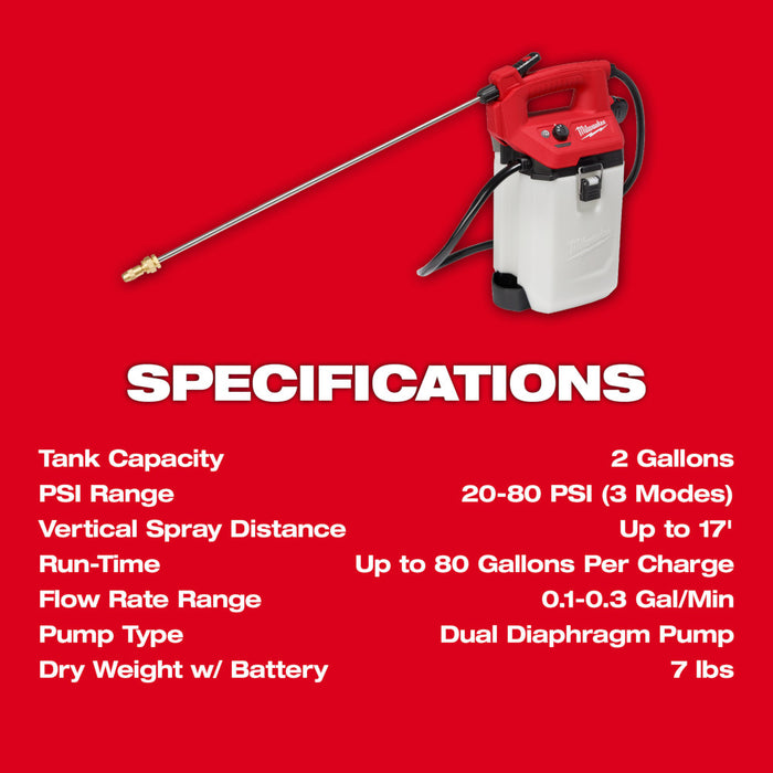 Milwaukee M12 Cordless 2 Gallon Handheld Sprayer Kit