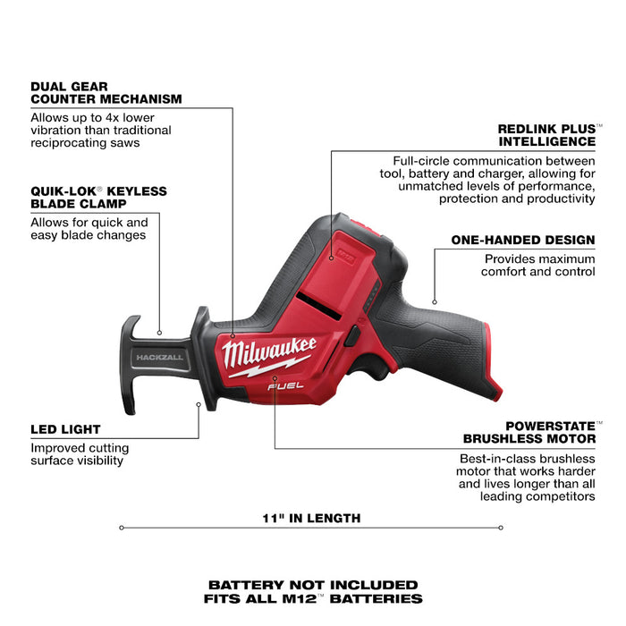 Milwaukee M12 FUEL Cordless HACKZALL Reciprocating Saw - Tool Only