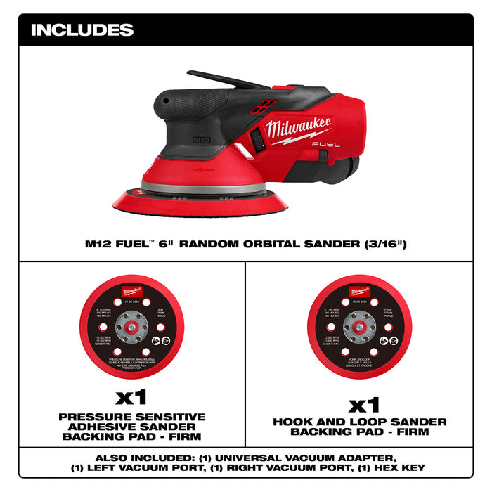 Milwaukee M12 FUEL™ 6" Random Orbital Sander - Tool Only (3/16")